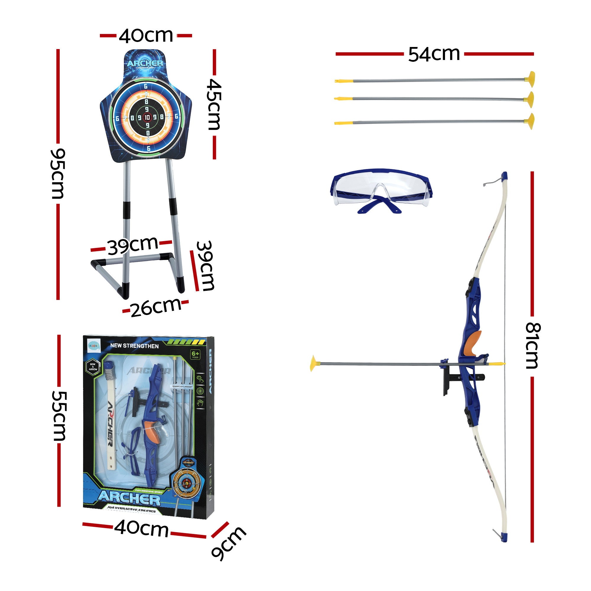 Keezi Kids Bow and Arrow Set Toy Archery Standing Target Suction Cup Arrows Goggles