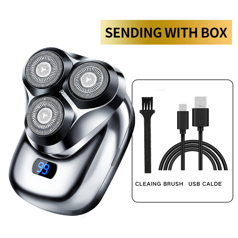 Electric Razor Gray TS-099 Gray Rechargeable Electric Rotary Shaver for Men with LED Displ ...
